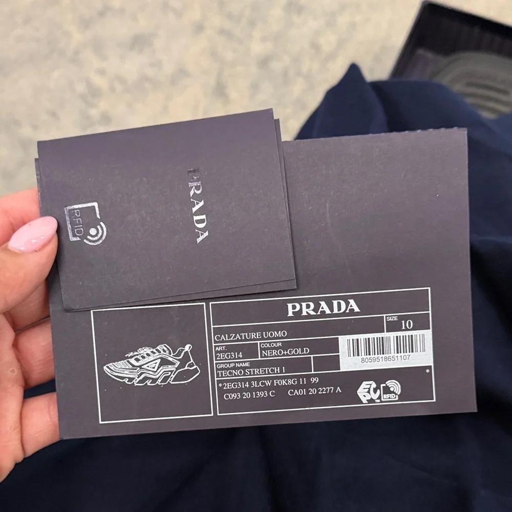 Prada Black Men's Sneakers with Yellow Logo Accent